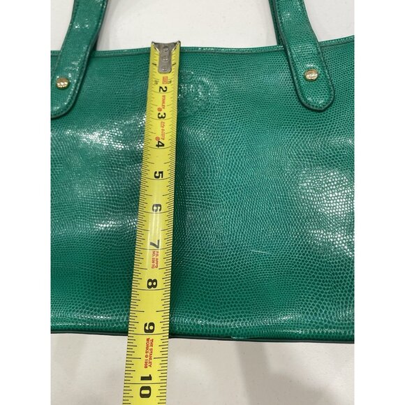 Ralph Lauren Embossed Leather Tote Bag Classic Green Shoulder Purse Handbag - Picture 11 of 14